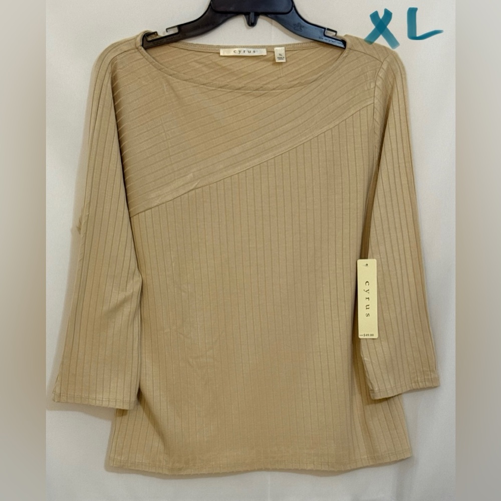 Cyrus Tan Ribbed Asymmetrical Blouse